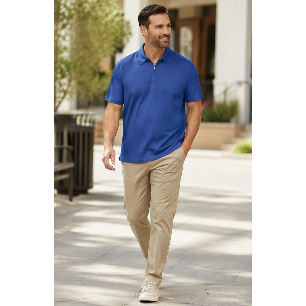 Calvin Klein Men's XL Collar Quarter Zip Short Sleeve Polo Shirt